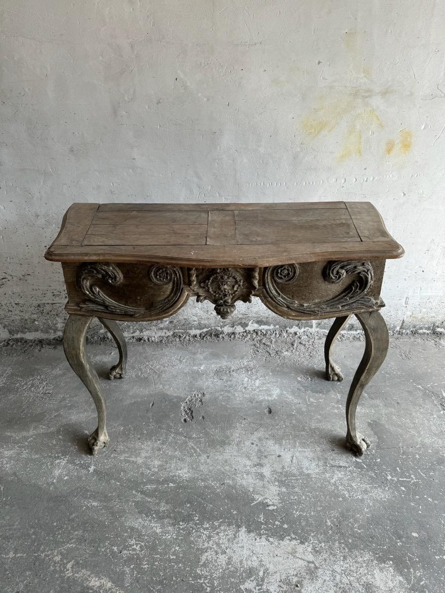 Neo classical antique  sculpted console table 