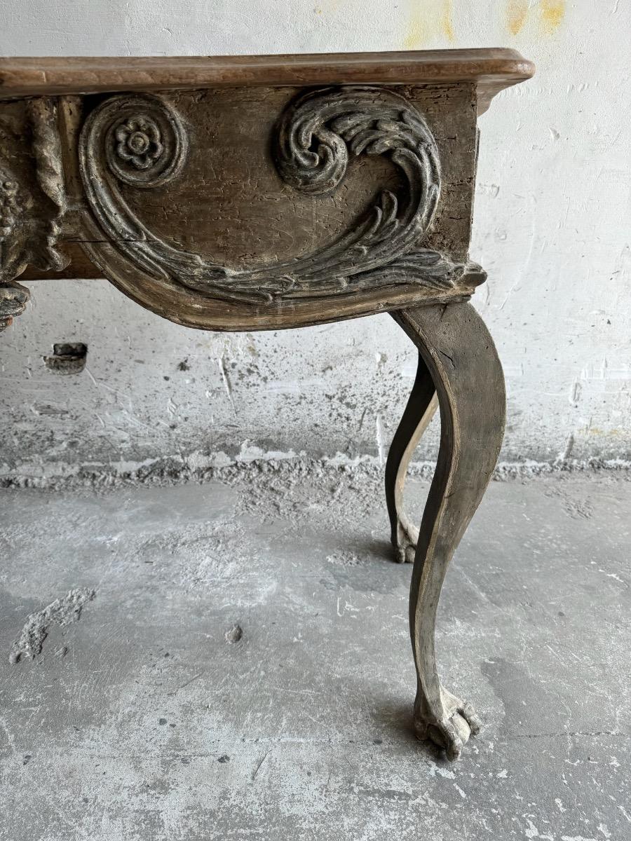 Neo classical antique  sculpted console table 