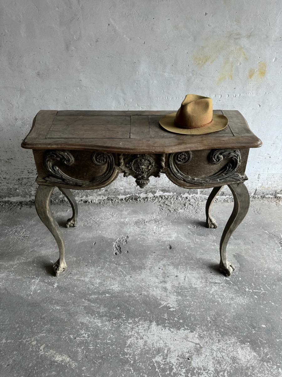 Neo classical antique  sculpted console table 