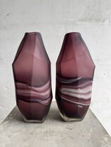 Amethyst and White Swirl Glass Vase Set