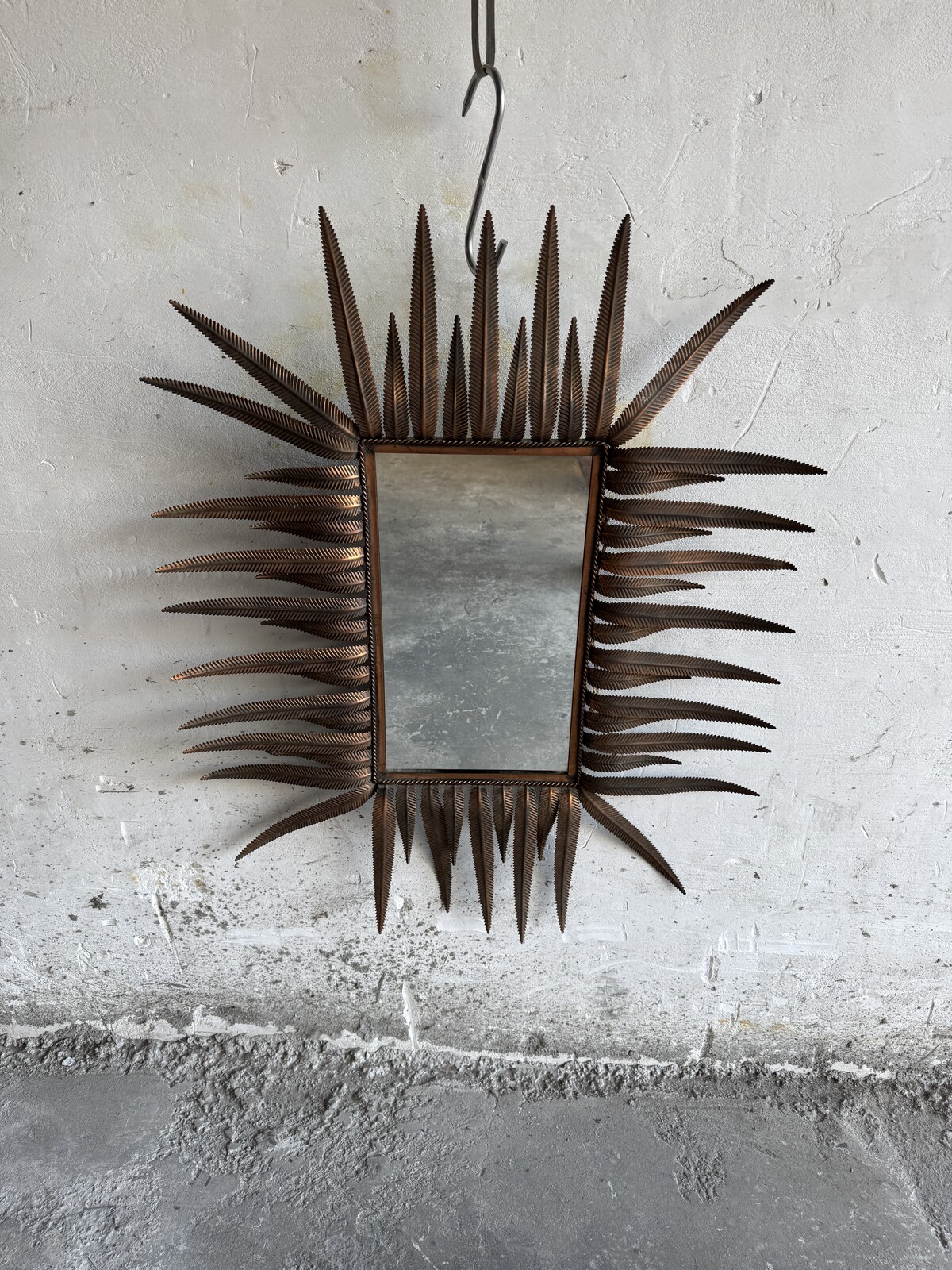 Brass leaf design mirror