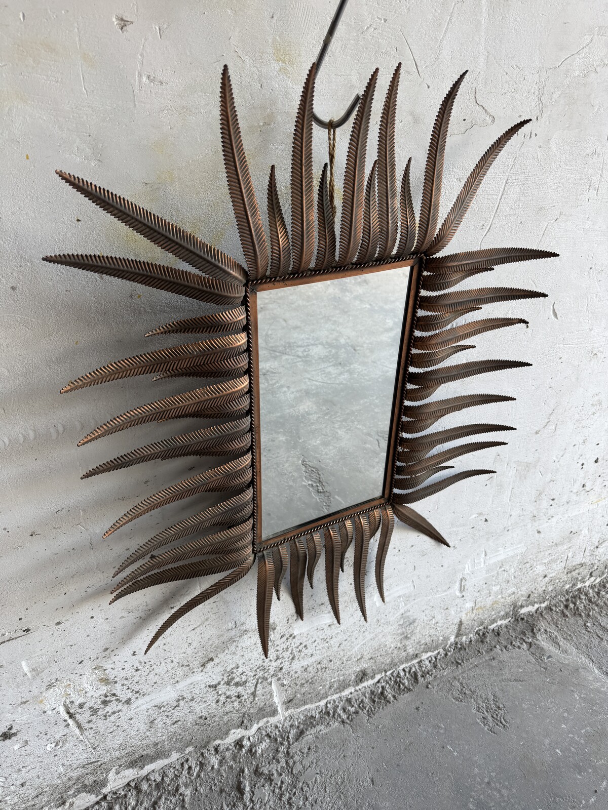 Brass leaf design mirror