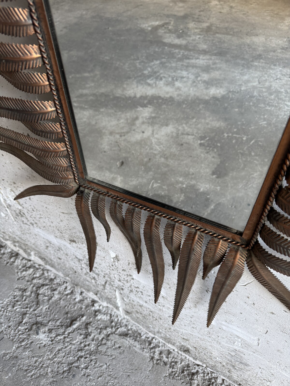 Brass leaf design mirror