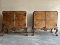 Burr Walnut Veneer Cabinets on Cabrio Legs