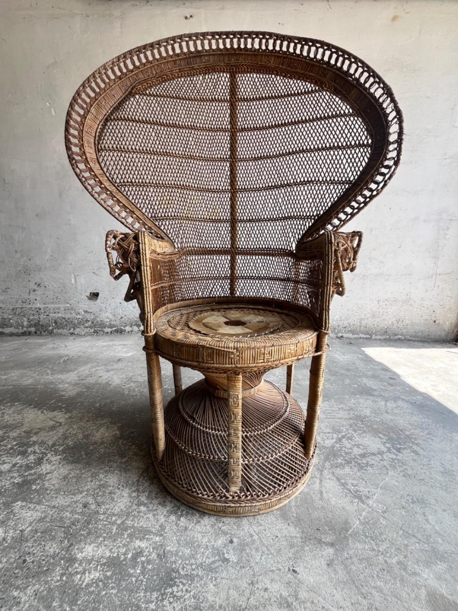 Emmanuelle  peacock wicker chair