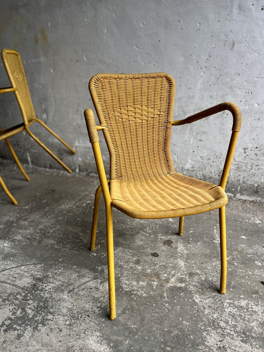 Italian mid century wooven iron garden chair