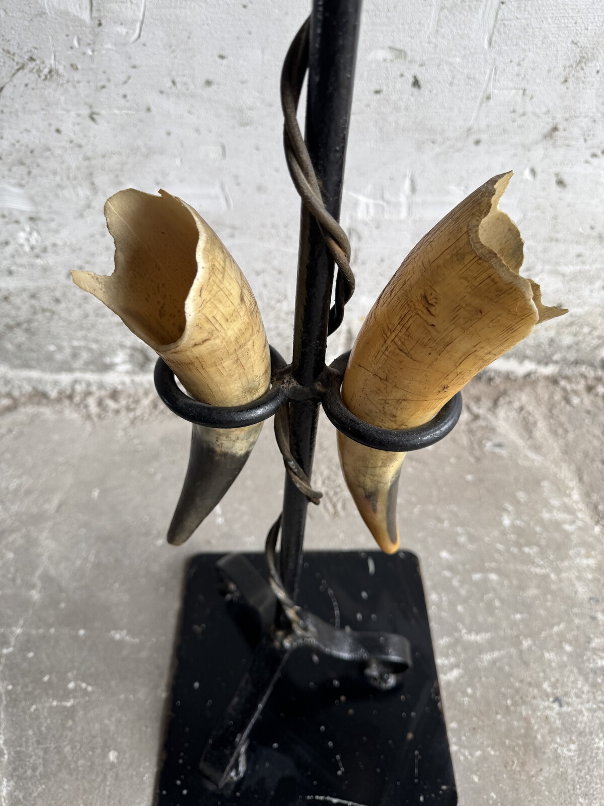 Marble Top Side Table with Sculptural Horn Base