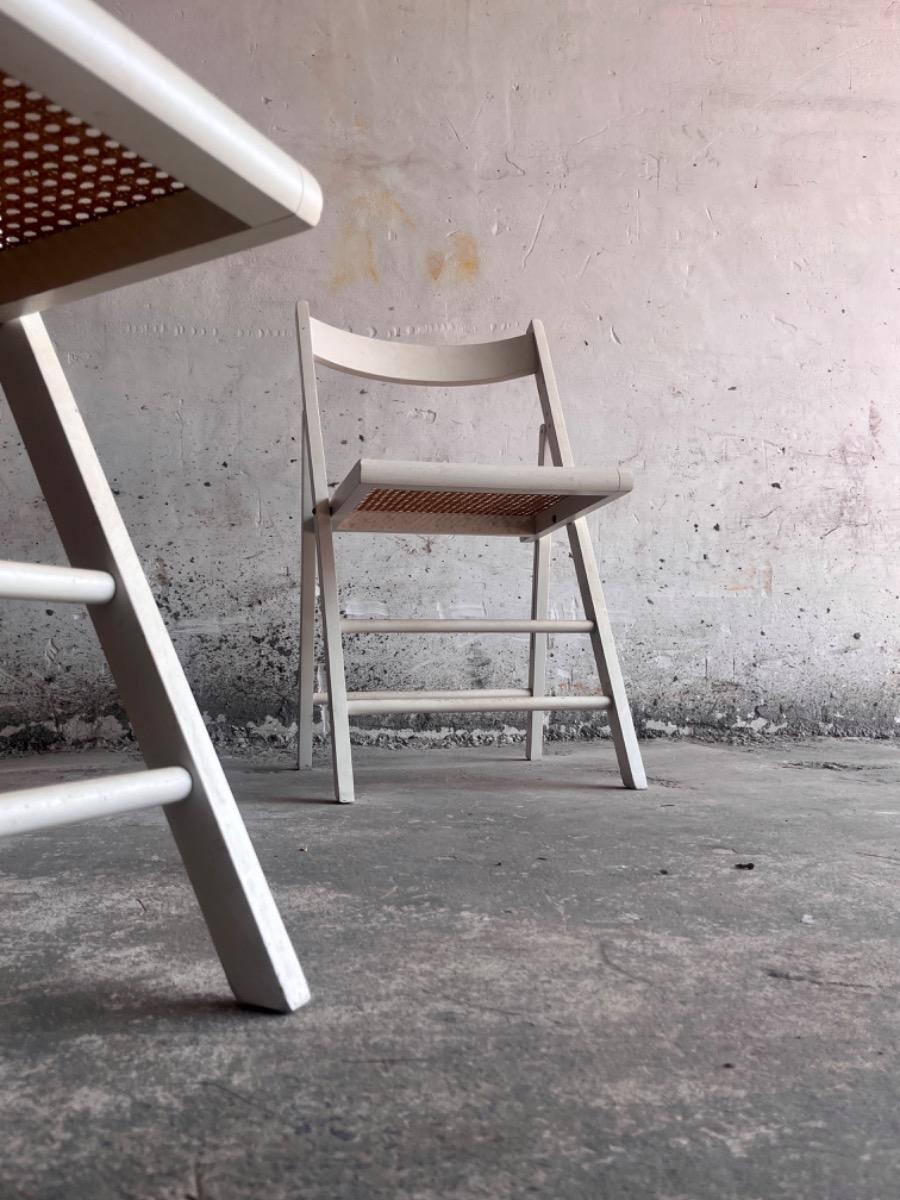 Mid-century white folding dining chair, Italy 1970s