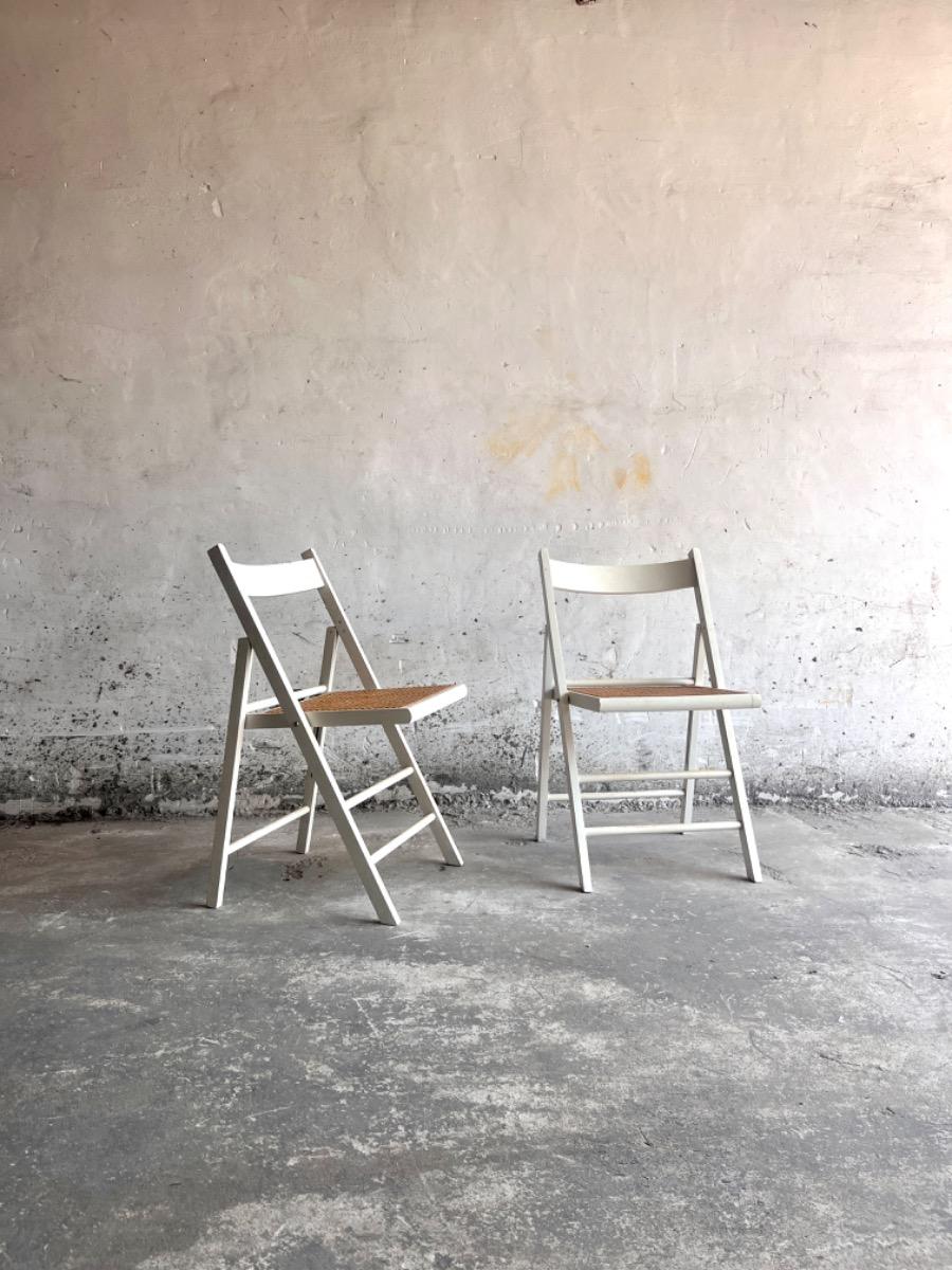 Mid-century white folding dining chair, Italy 1970s