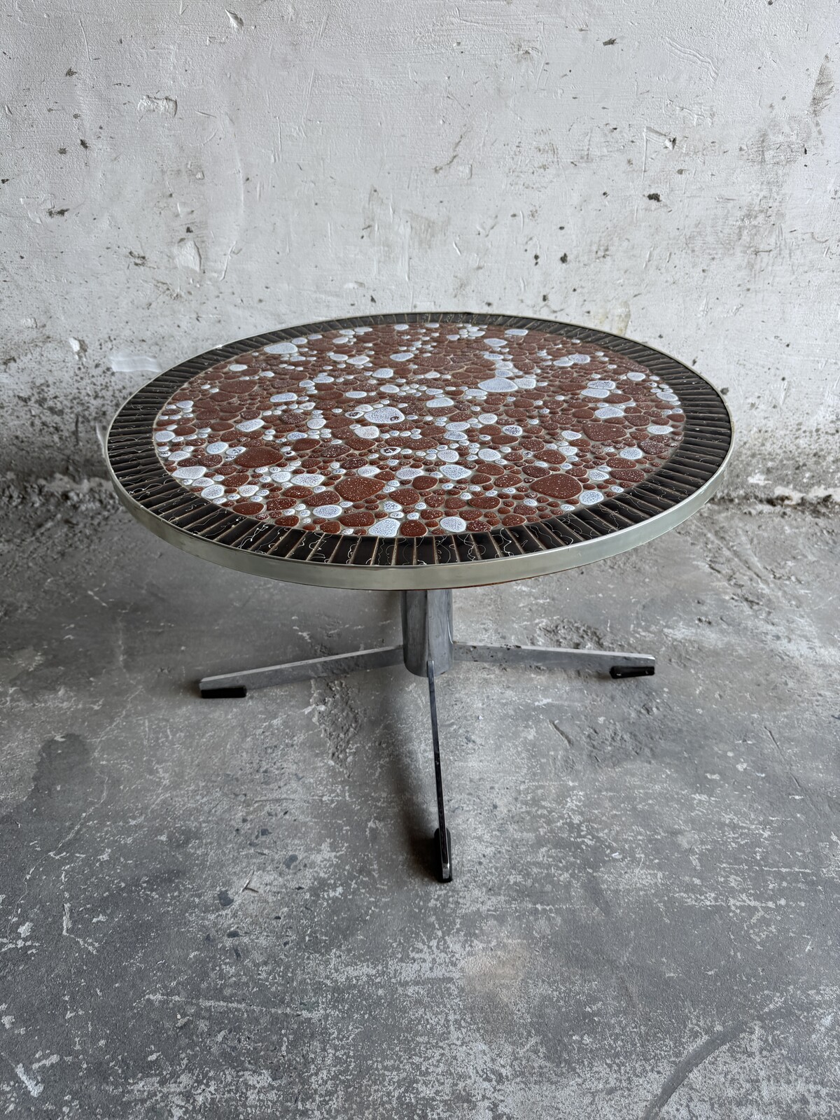 Ornate matal and stone coffee table 