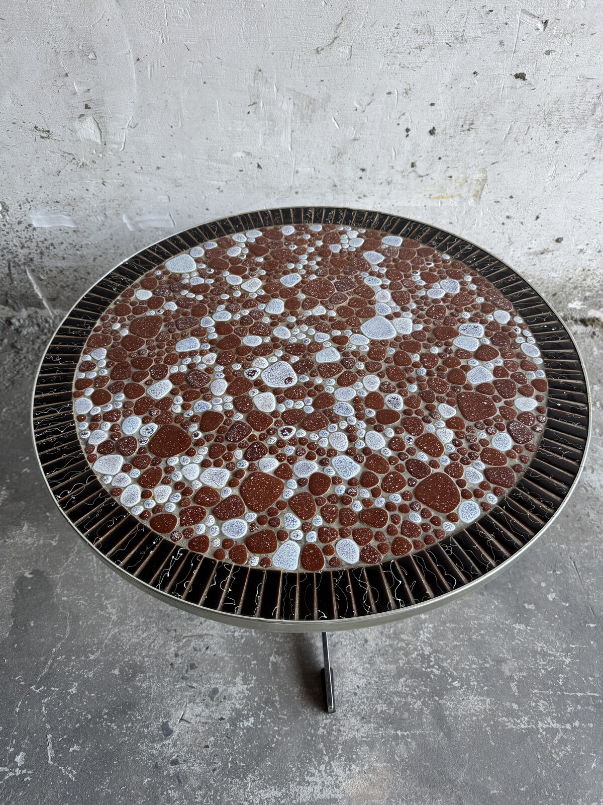 Ornate matal and stone coffee table 