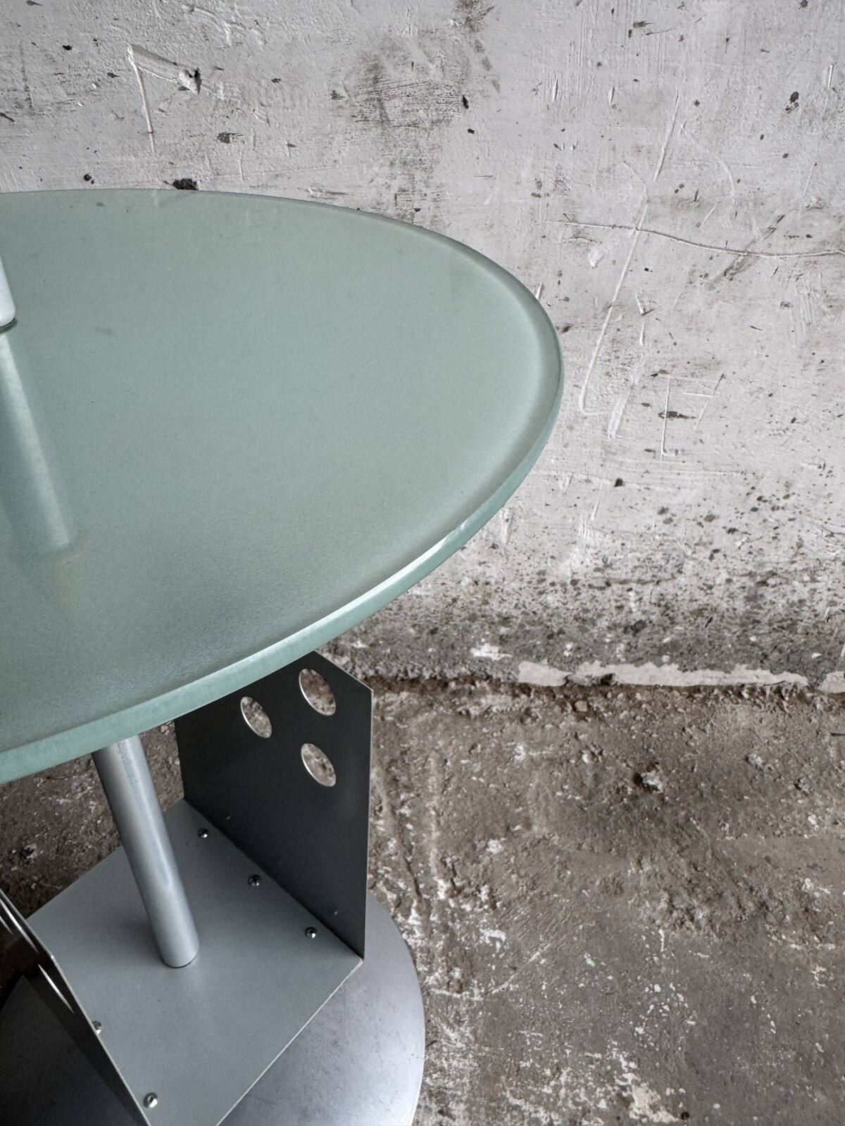 Sculptural Modern Side Table and Magazine Rack with Glass Top