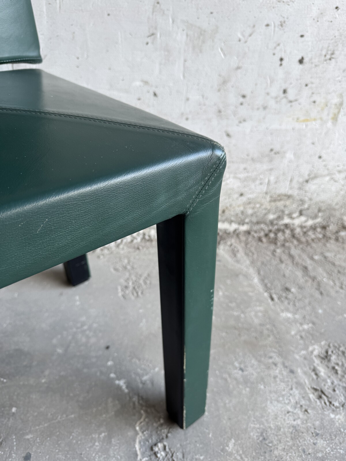 Set fo 4 Arcadia green leather chairs by Paolo Piva for B&B Italia