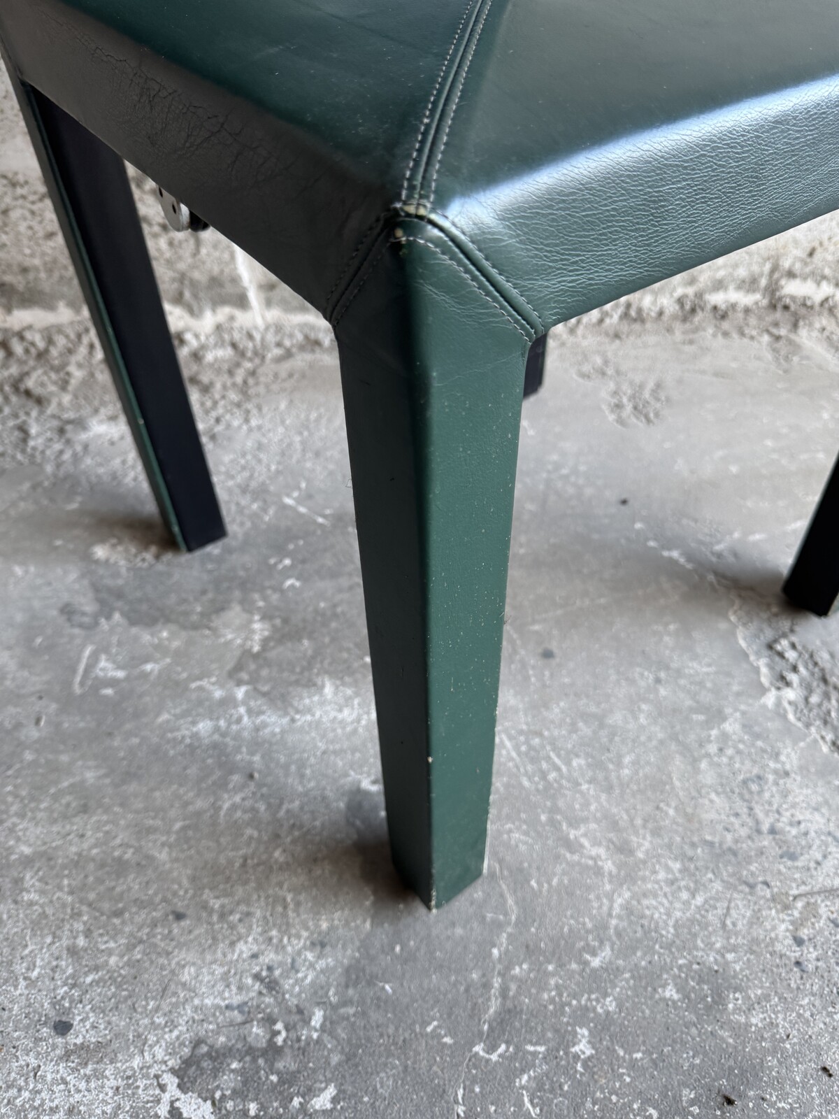 Set fo 4 Arcadia green leather chairs by Paolo Piva for B&B Italia