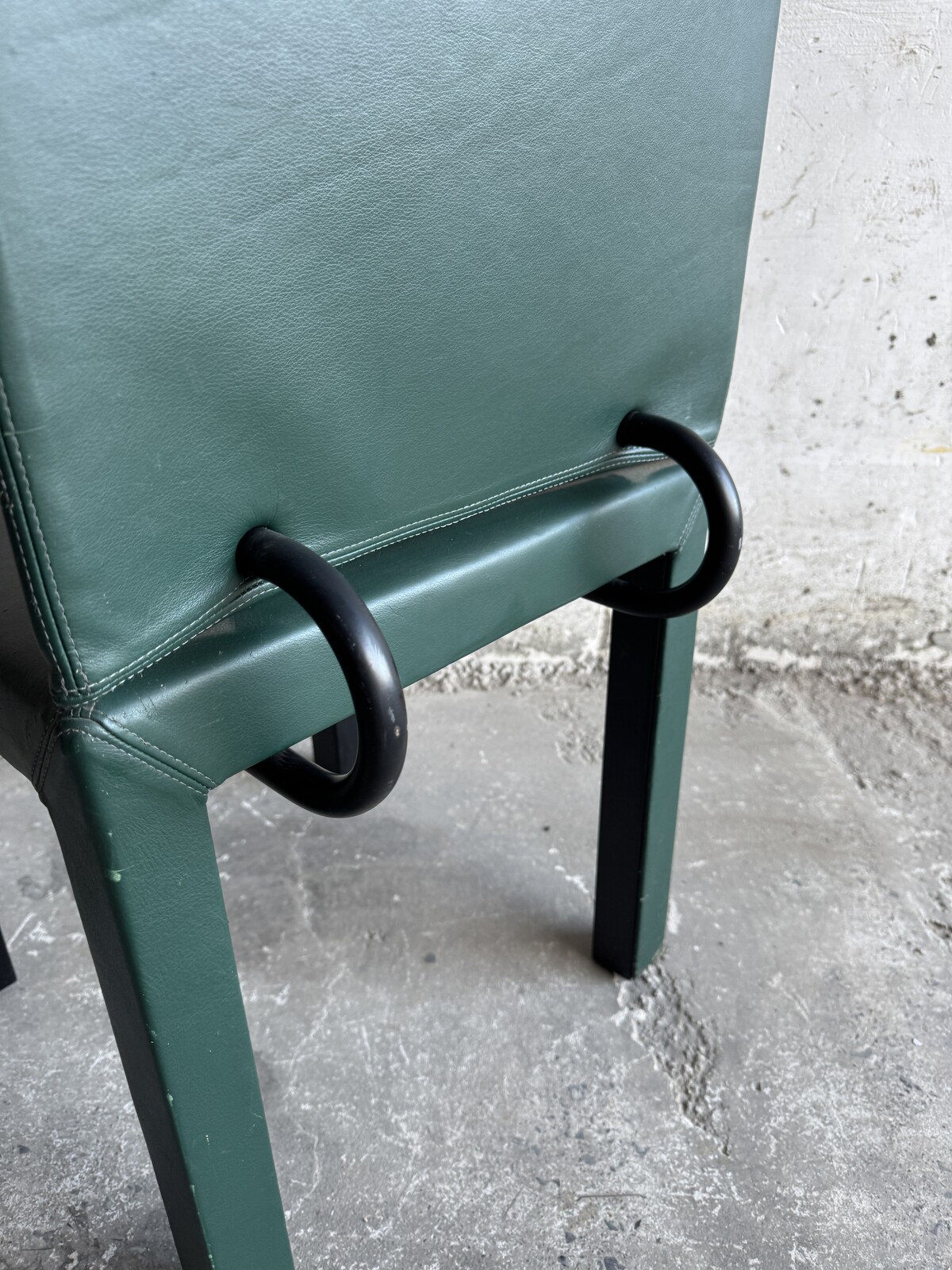 Set fo 4 Arcadia green leather chairs by Paolo Piva for B&B Italia