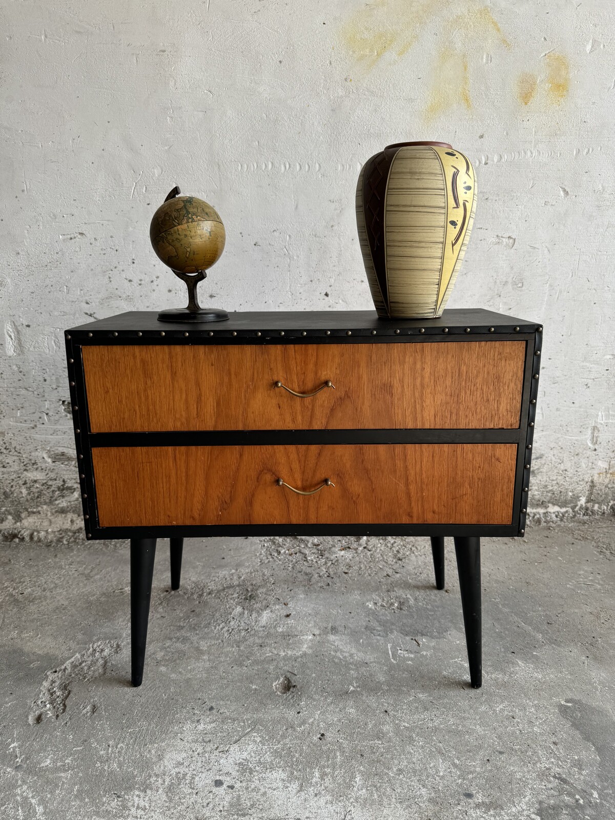 Vintage 1960's Ikea side table in teak and faux leather