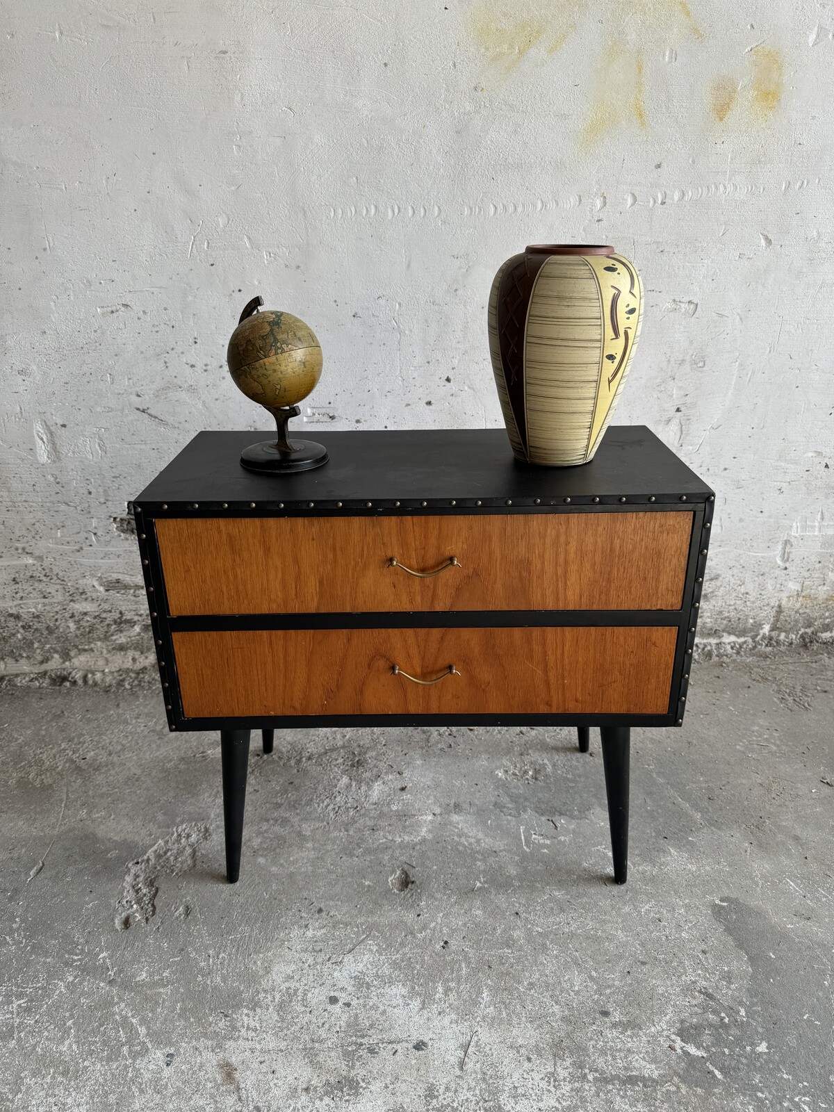 Vintage 1960's Ikea side table in teak and faux leather