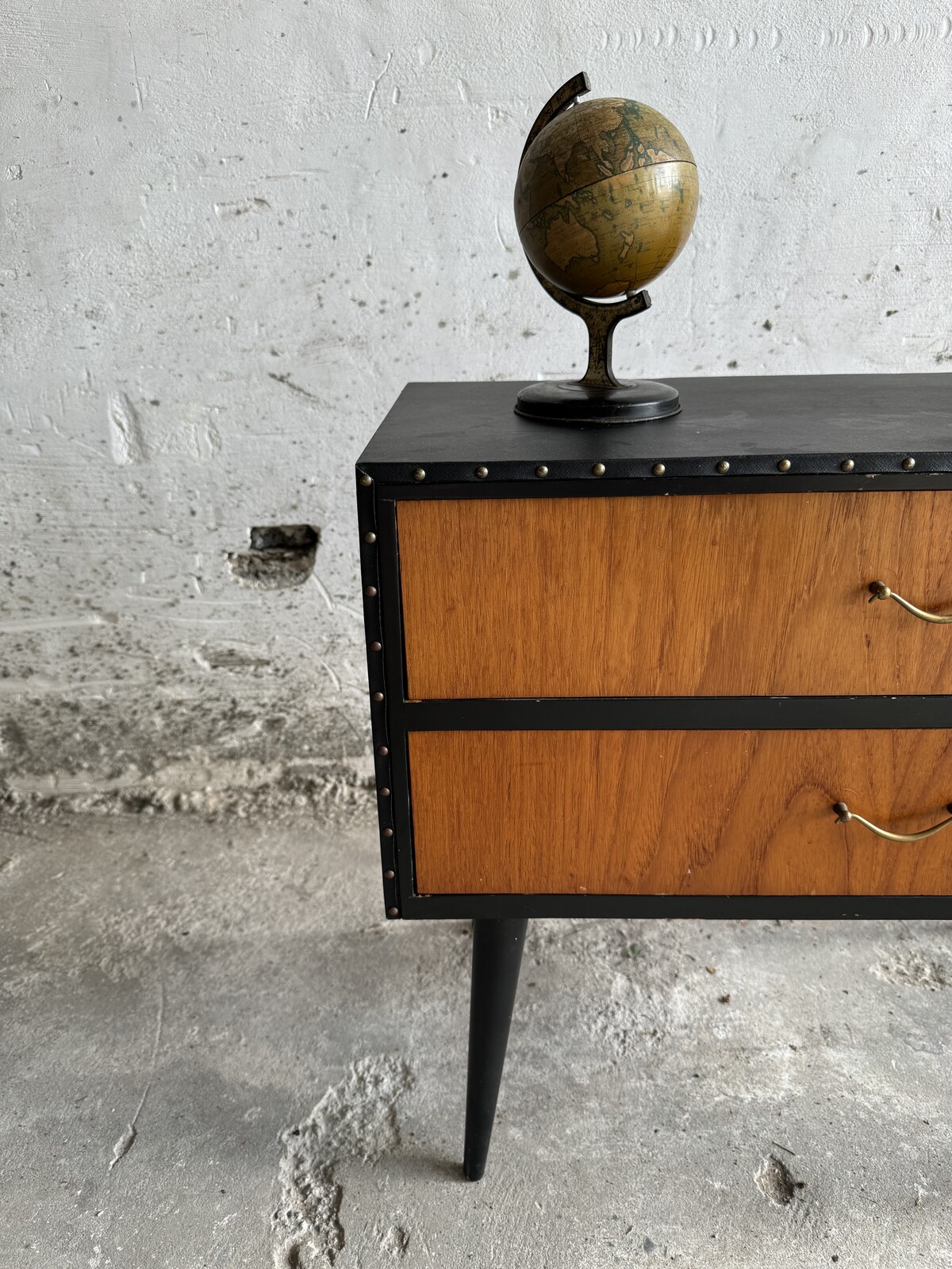 Vintage 1960's Ikea side table in teak and faux leather