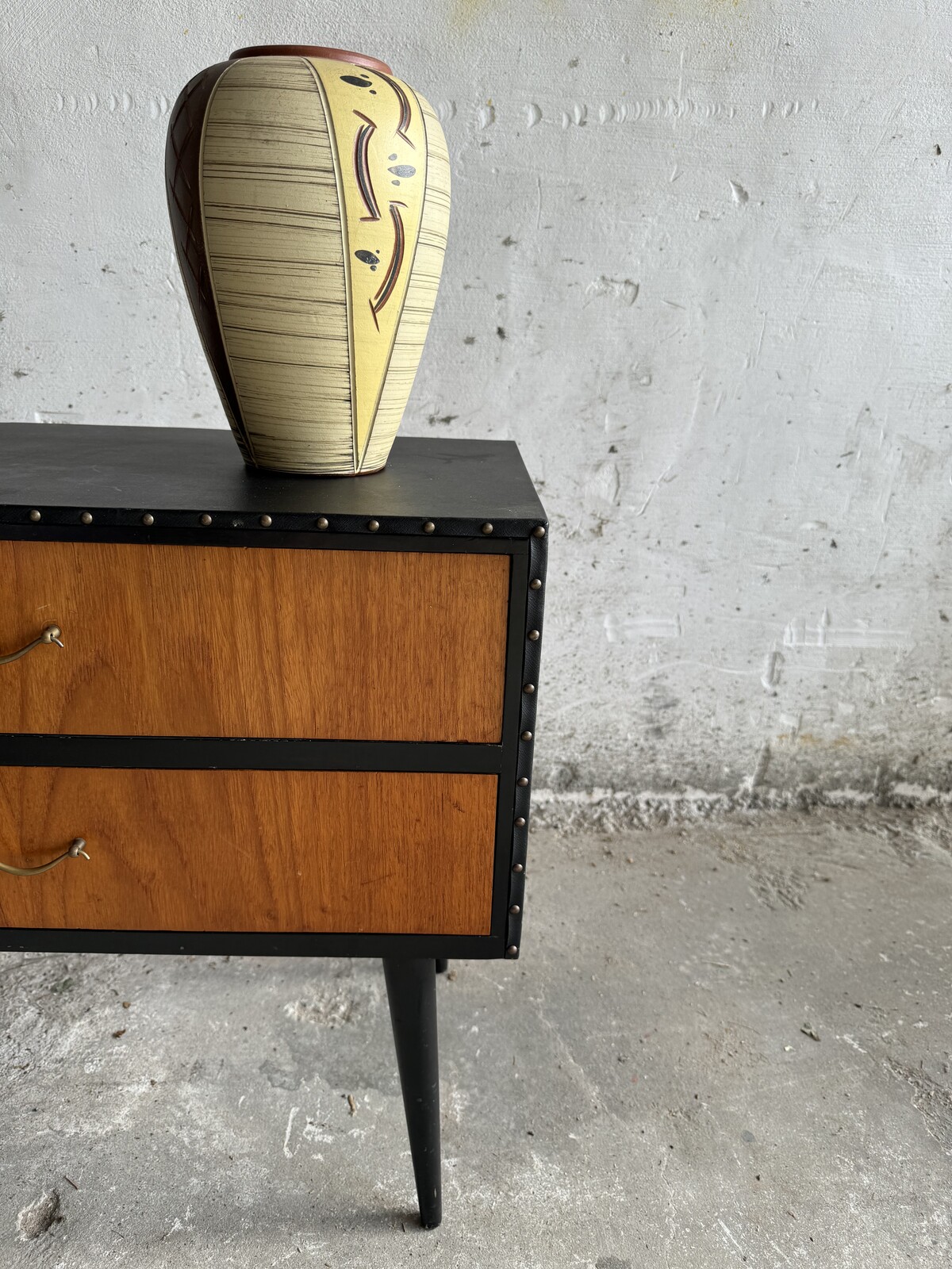 Vintage 1960's Ikea side table in teak and faux leather