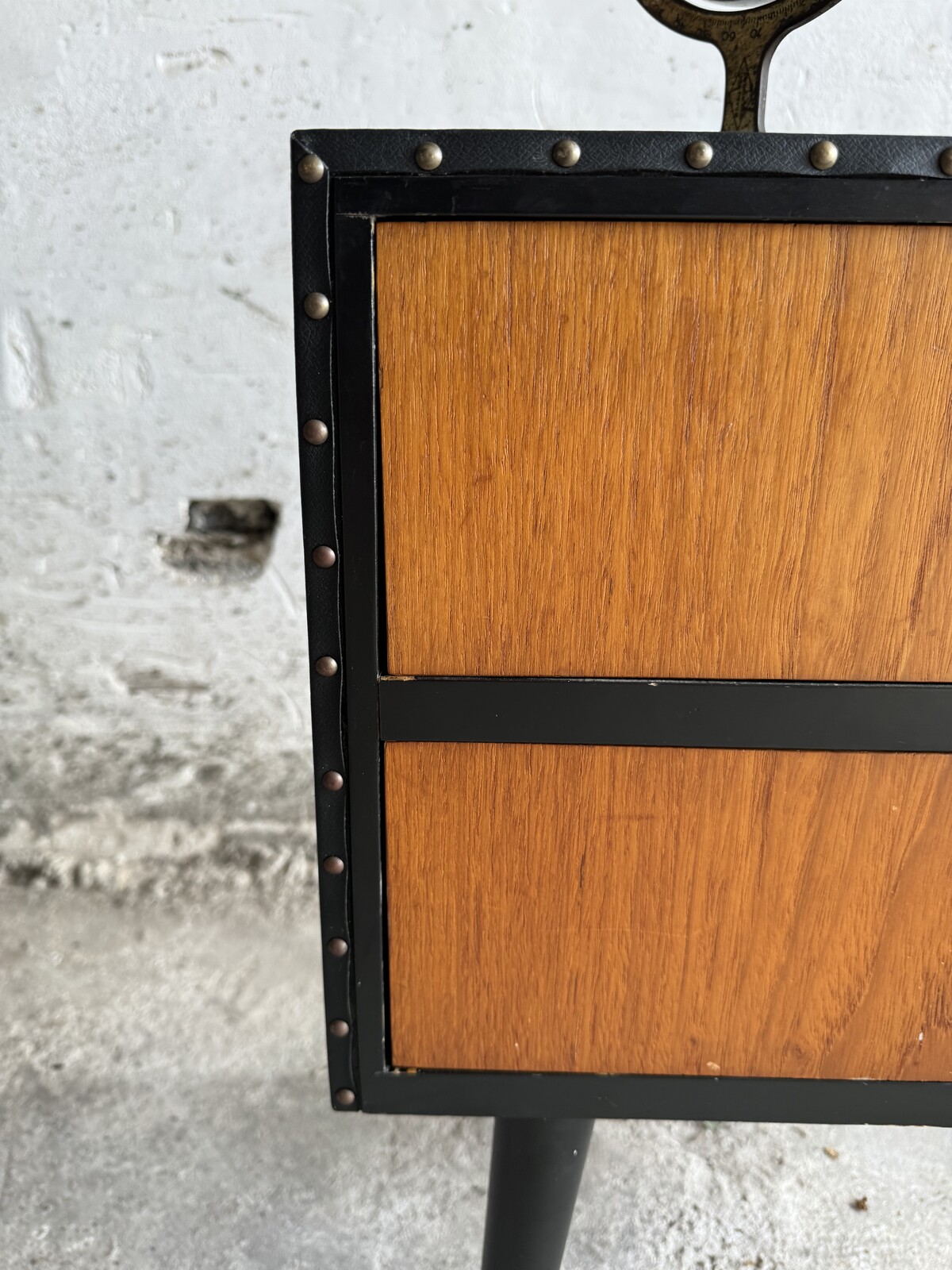 Vintage 1960's Ikea side table in teak and faux leather