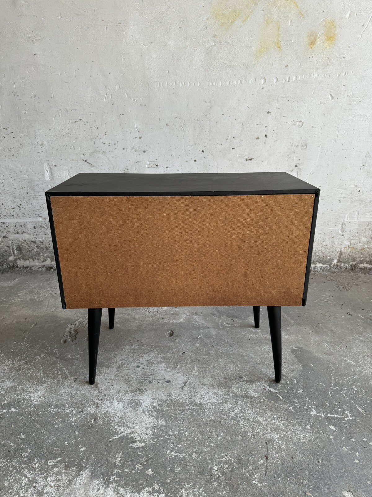 Vintage 1960's Ikea side table in teak and faux leather