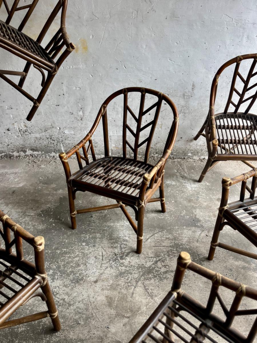 Vintage Rattan Armchairs(6pcs) from McGurie, 1970s